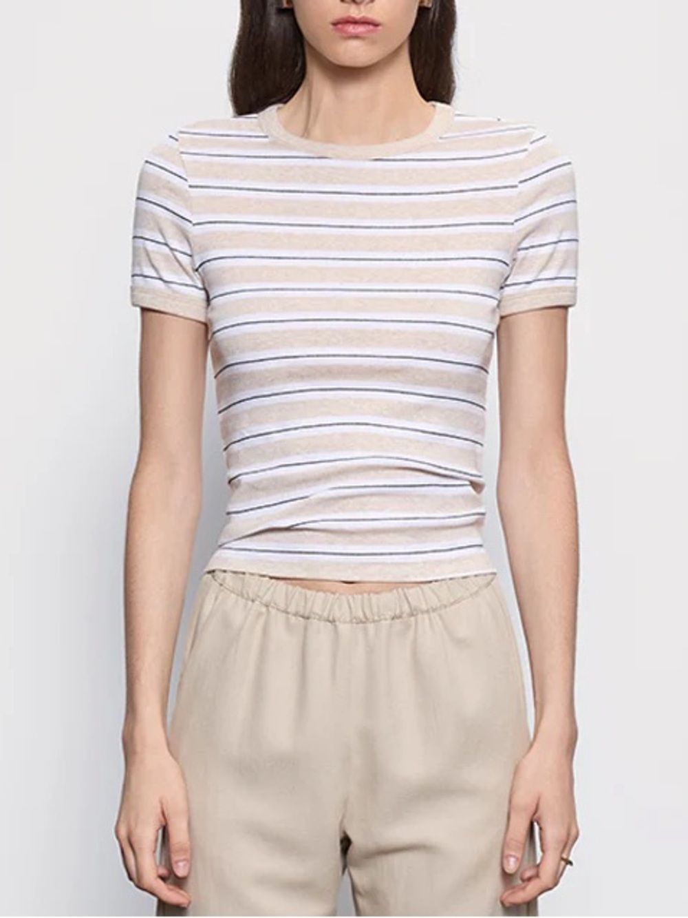 Enza Costa cotton stripe classic short sleeve tee